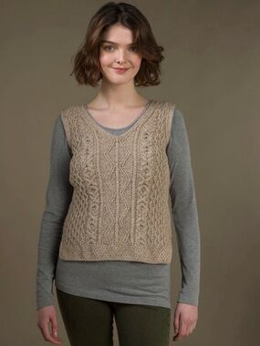 Aran Sweater Market ‎Wicker Women's V-Neck Wool Slipover Size XS